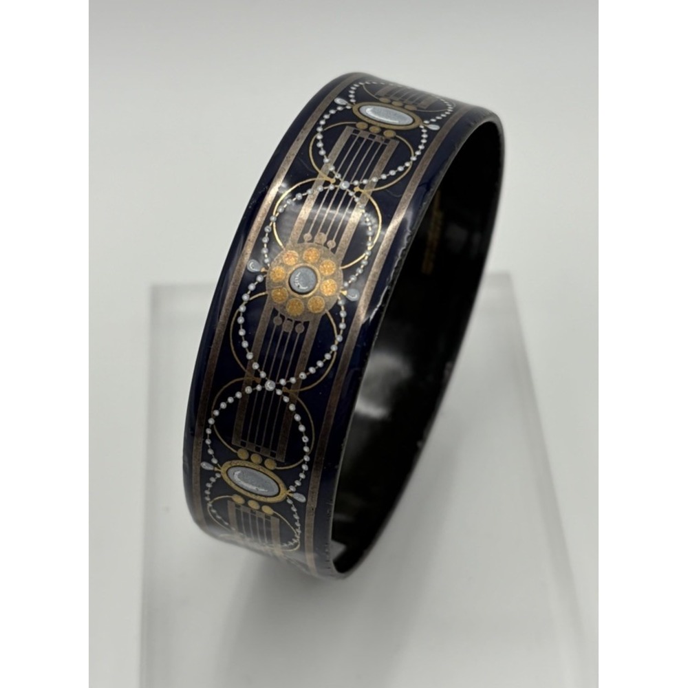 Michaela Frey Wide Enamel Bangle Bracelet, Made in Austria 1970s Vintage Jewelry